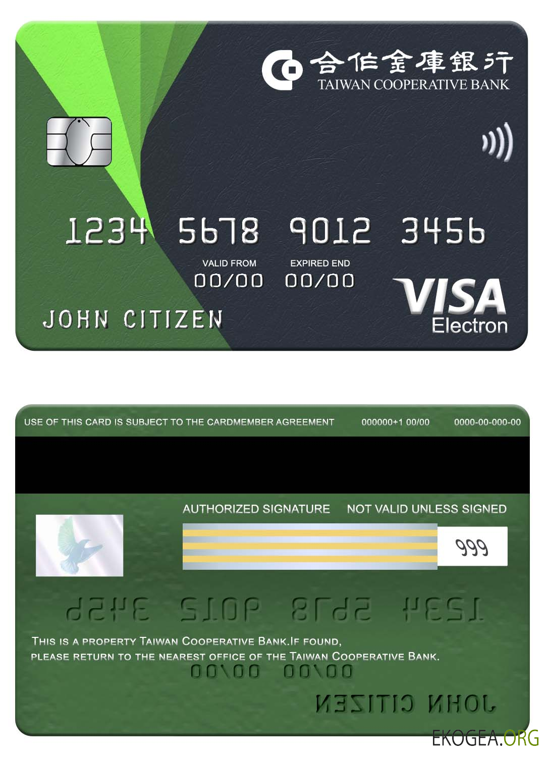 Carte électronique visa de la Taiwan Cooperative Bank